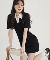 バイカラーAラインショートポロワンピース 7