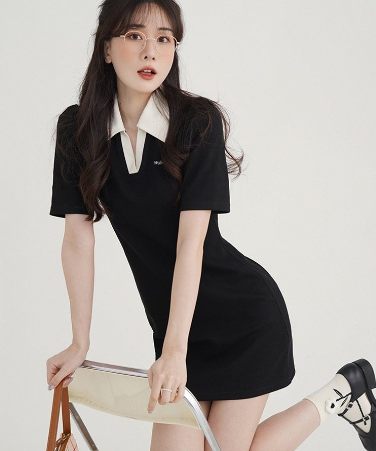 バイカラーAラインショートポロワンピース 7