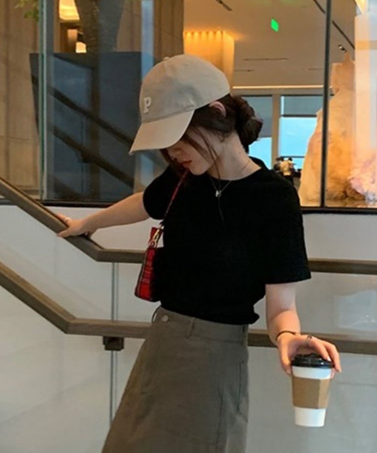 マルチカラークルーネックベーシックリブTシャツ8