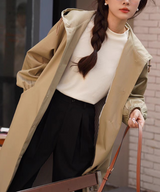 フード付きランタンスリーブロングジャケット