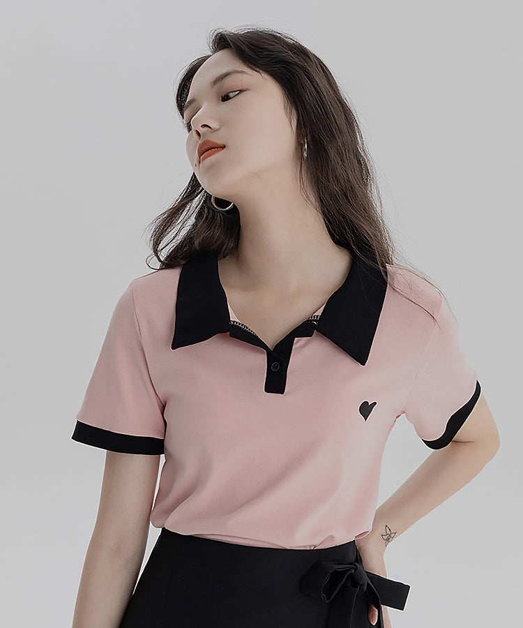 ワンポイントハートバイカラーポロシャツ 9