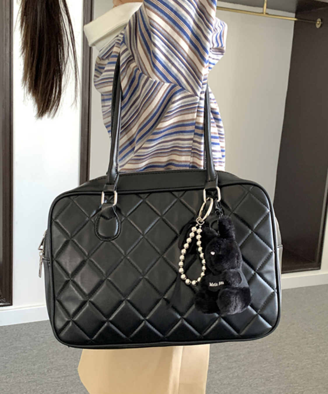 キルティングスクエアボストンバッグ