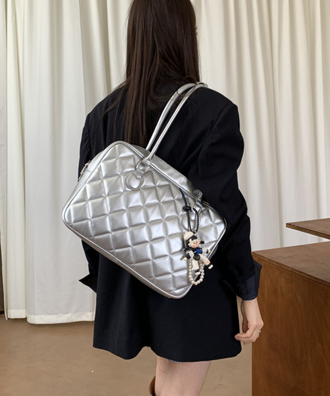 キルティングスクエアボストンバッグ