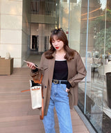 スクエアバイカラーリブロングTシャツ - jemiremi